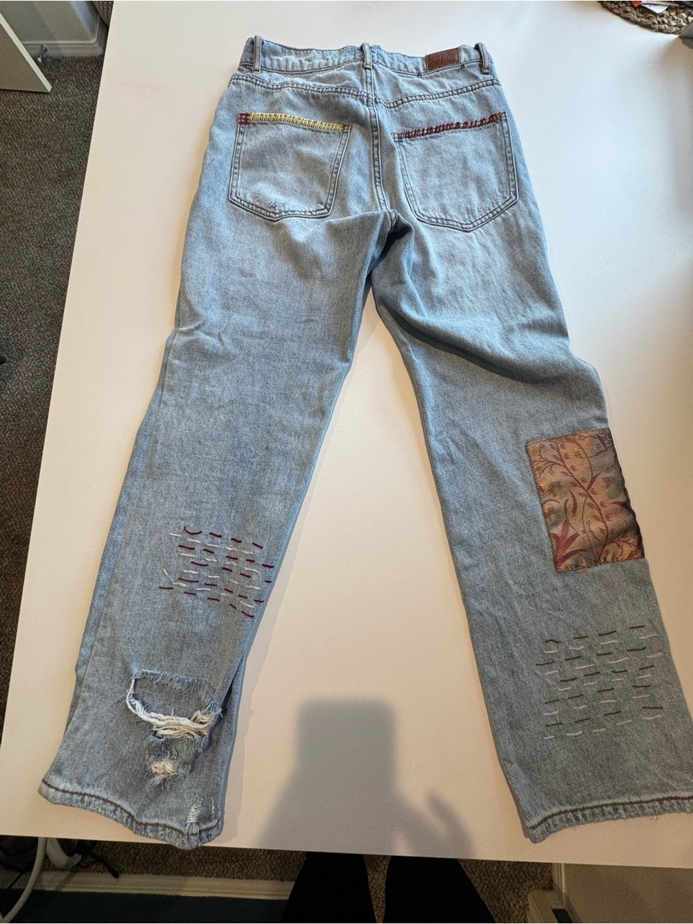 BDG Boho Dream: high rise  Straight-Leg Patchwork Denim size 27 cowboy jean - Picture 5 of 11